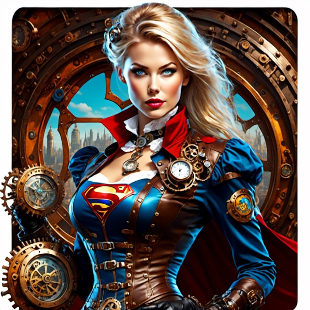 Steampunk Supergirl Portrait in Vivid Detail