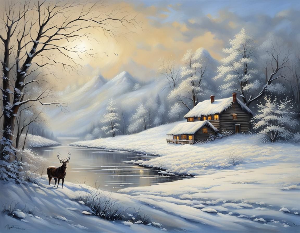 Serene and Dramatic Winter Landscape