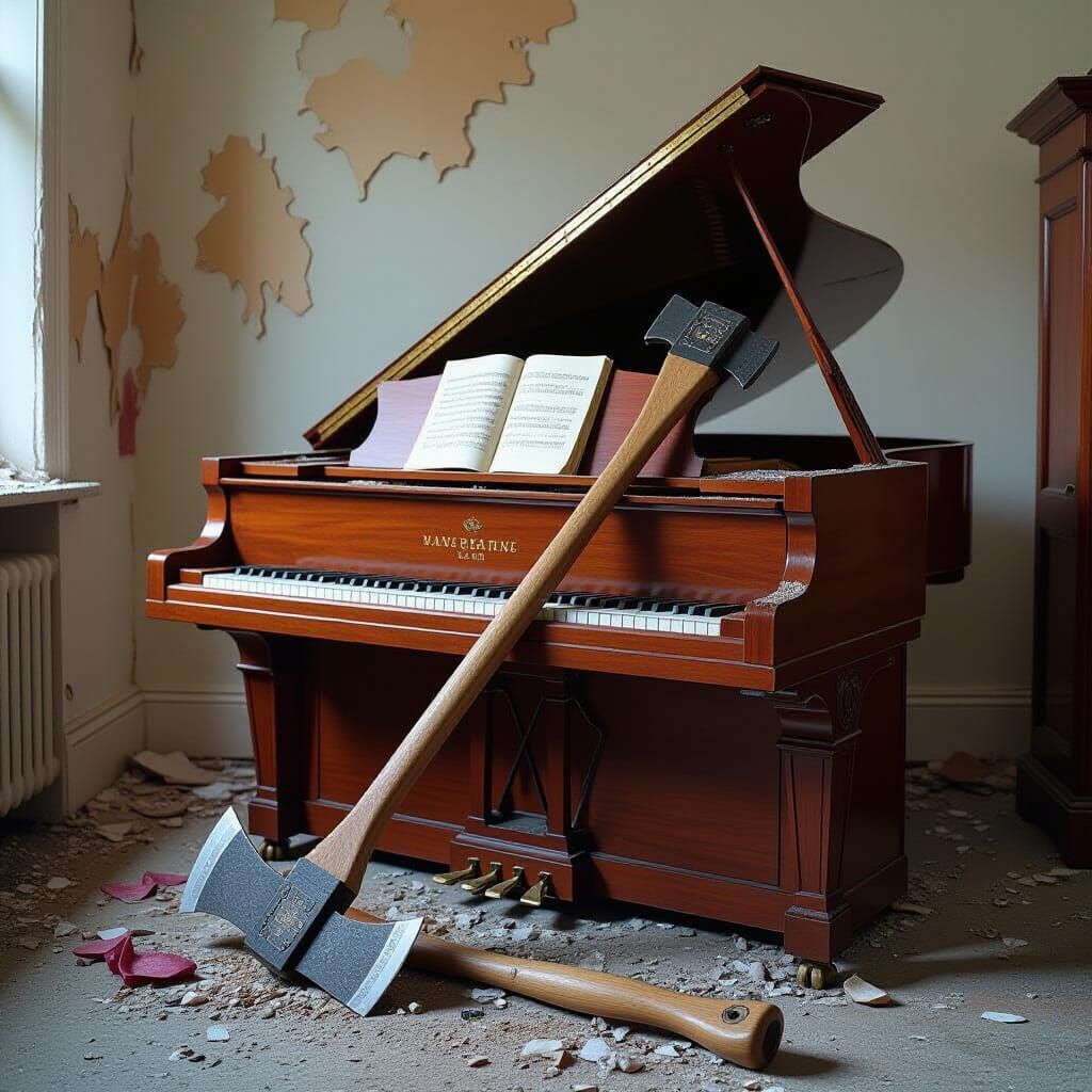 Axe Embedded in Destroyed Piano, Avant-Garde Masterpiece