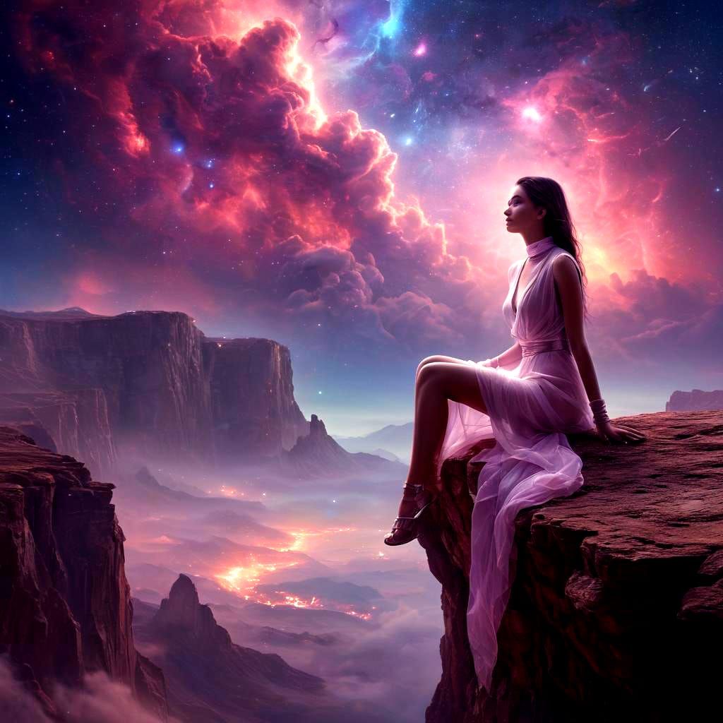 Ethereal Portrait of Woman in Dramatic Light