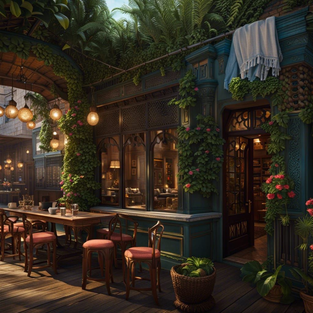 Cuban Cafe Scene in Hyperrealistic Detail