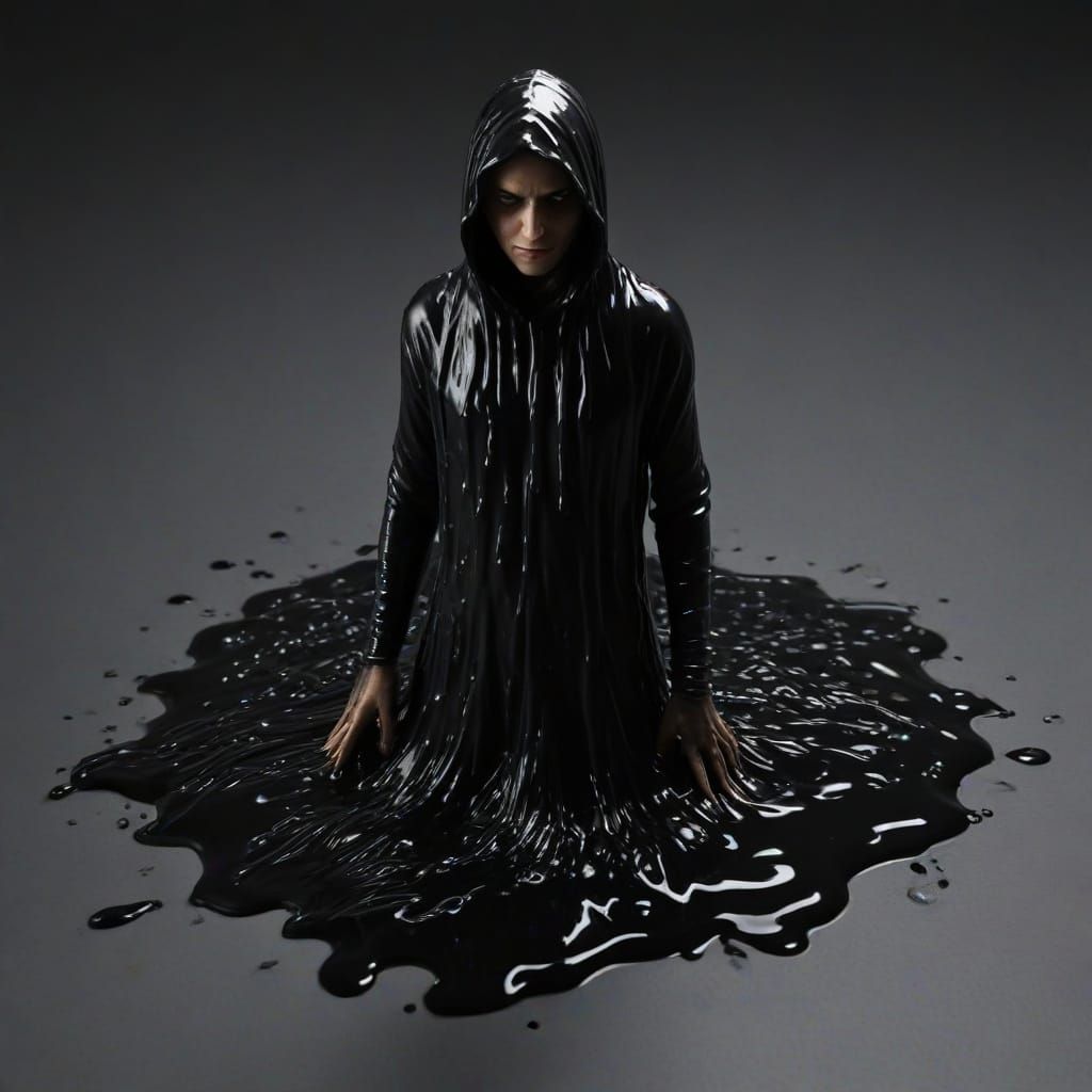 Dark Liquid Forms Erupting Landscape