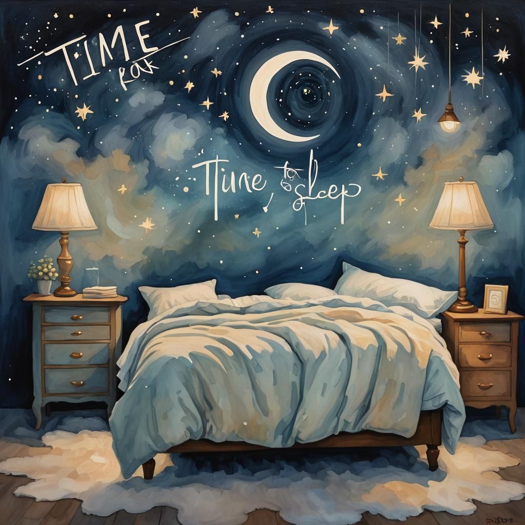 Dreamy Typography Painting: Time for Sleep