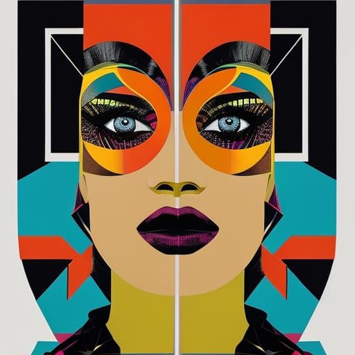 Magazine Collage Face in Pop Art Style