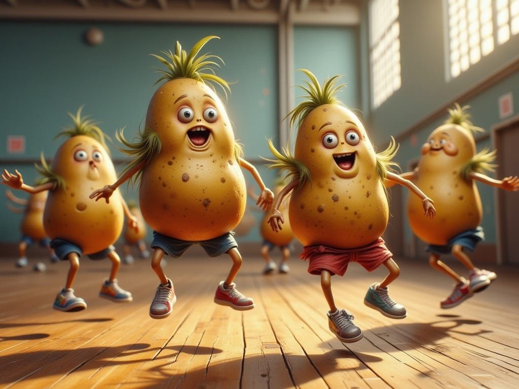 Adorable Potatoes in Gym Class: A Hilarious Scene