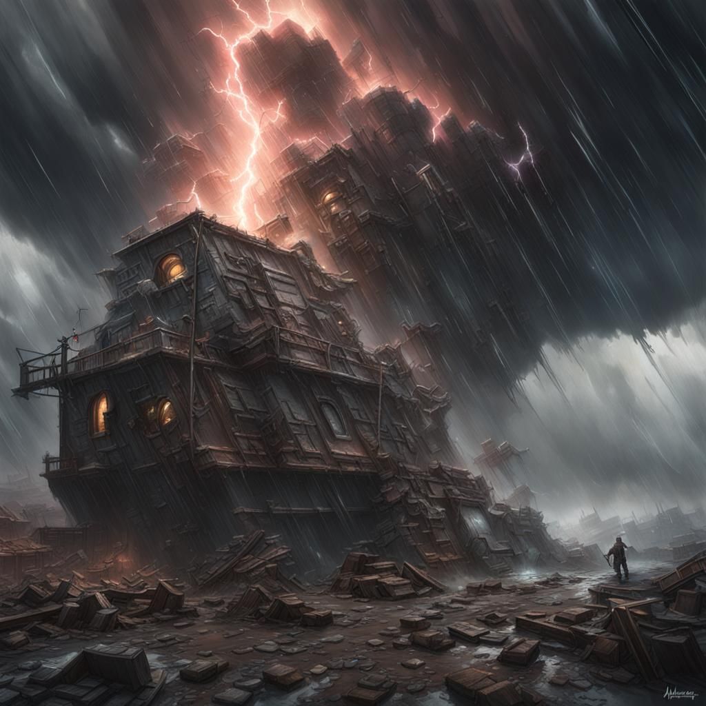 Epic Dystopian Stormkeeper in a Post-Apocalyptic Thunderstor...