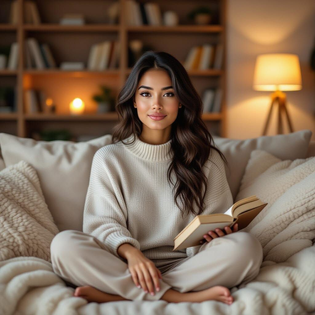 Cozy Portrait of a Woman Reading
