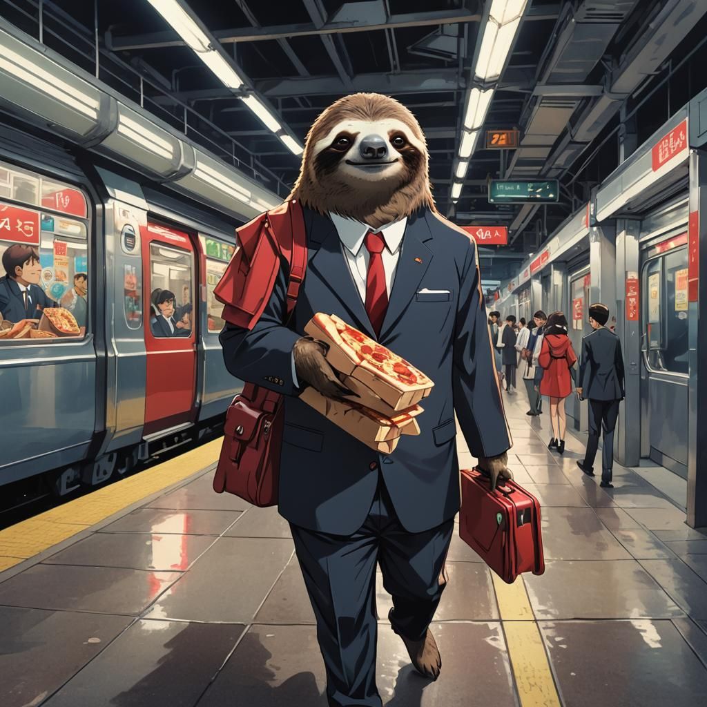 Sloth Commuter in 2.5D Anime Style