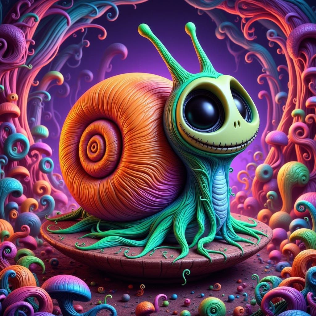 " a curious Jack Snailington trapped in a 4D tesseract suspe...