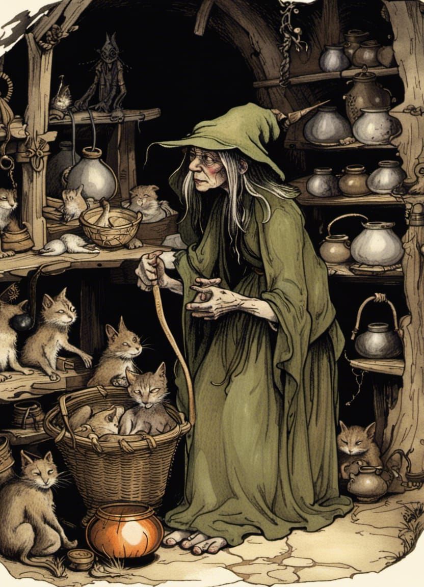 Witch's Cave: A Rackham-esque Scene