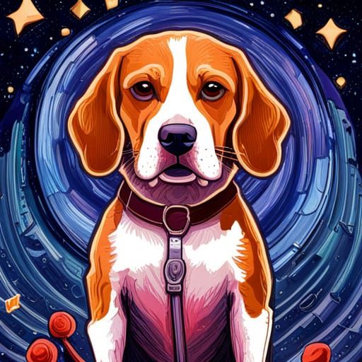 Beagle in the Stars: Impasto Digital Illustration