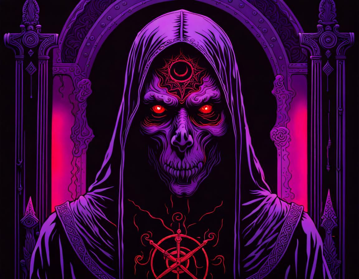Dark Occult Ritual in Inkpunk Style