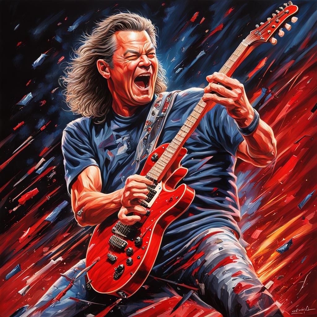 Eddie Van Halen Shreds in Hyperrealistic Stage Art