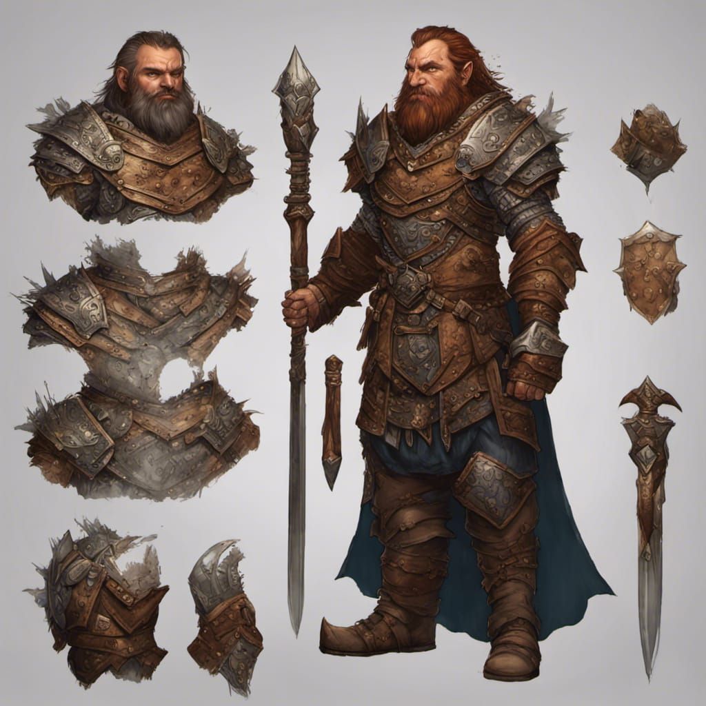 Dwarf Warrior in Full Plate Armor, Fantasy Concept Art