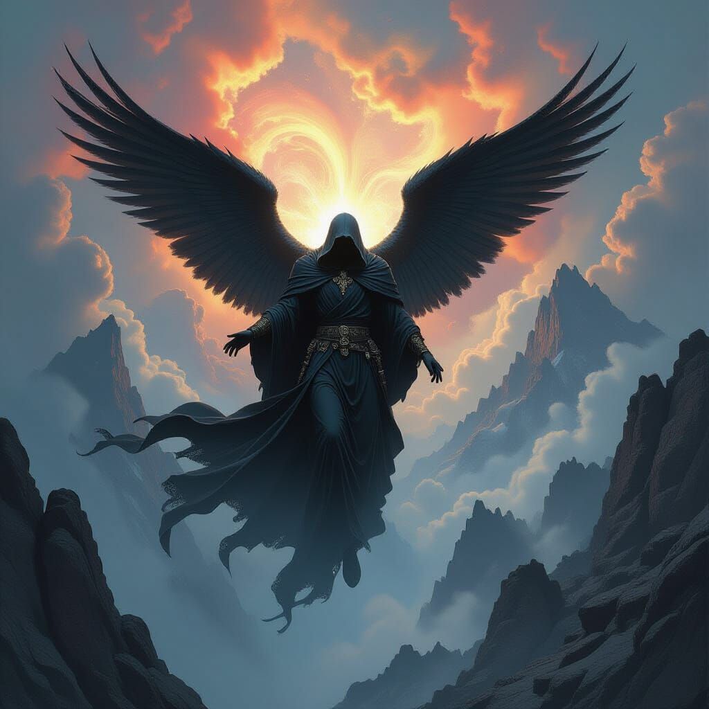 Dark Archangel Descends in Divine Light