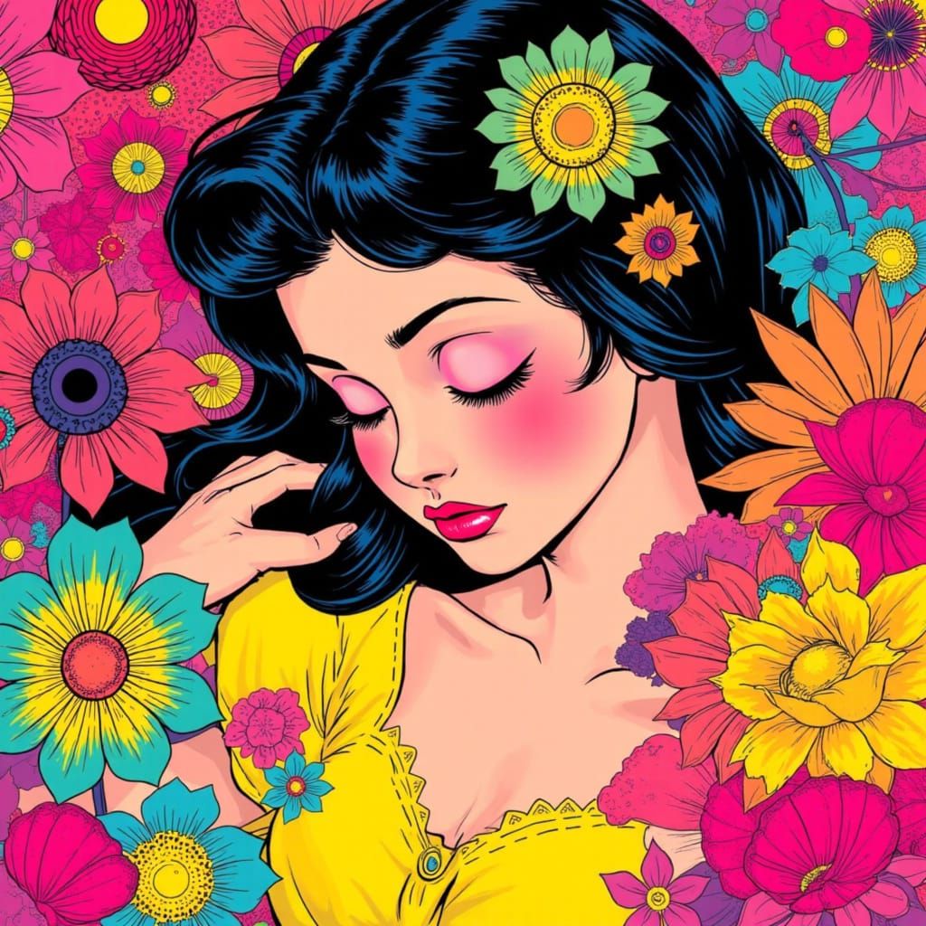 Sleeping Beauty in Pop Art Comic Style