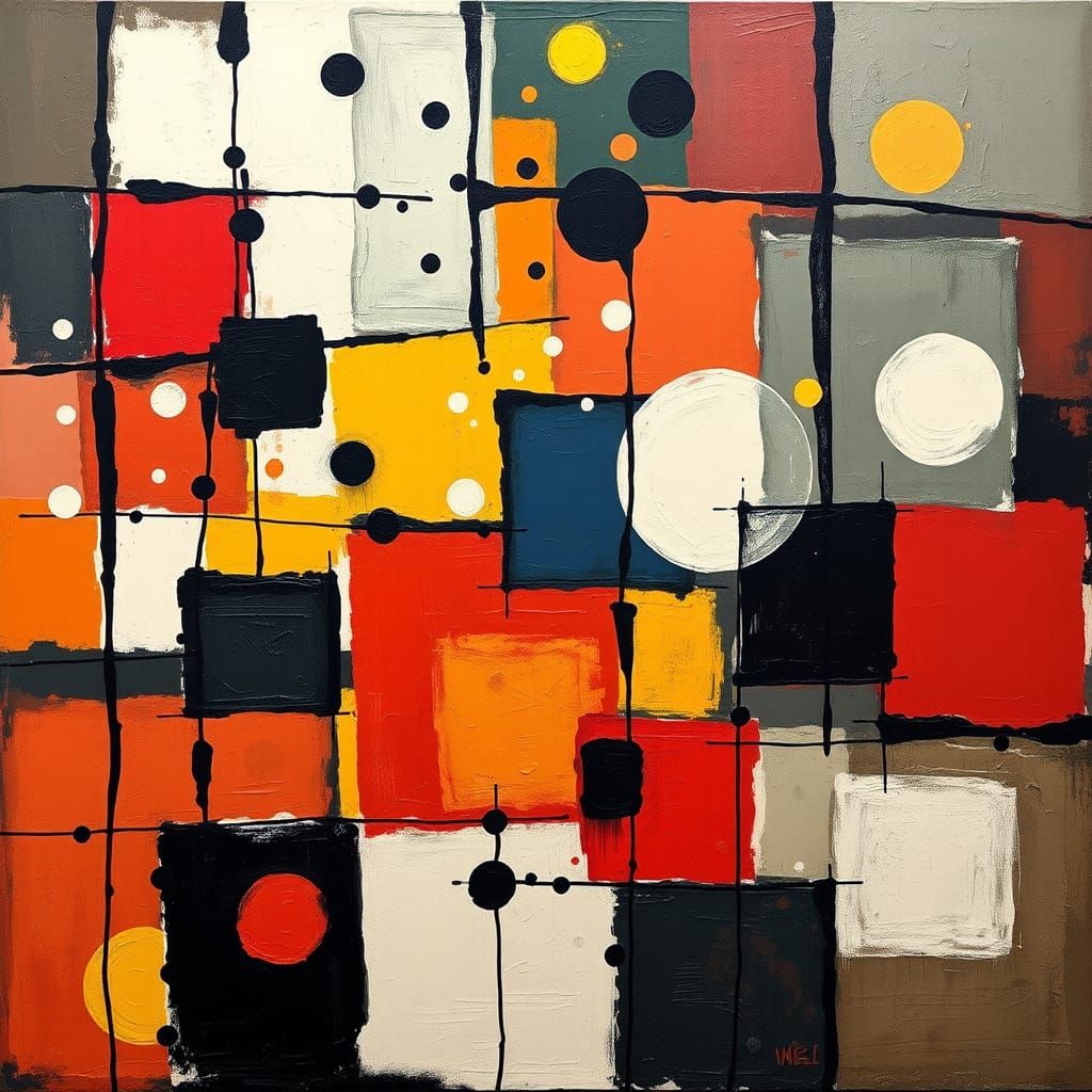 Abstract Expressionist Composition with Geometric Shapes