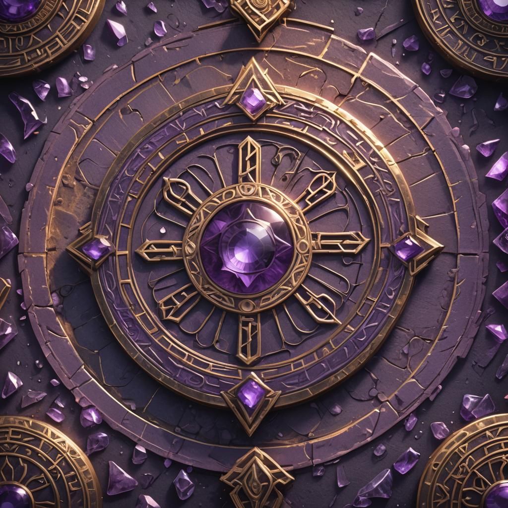 Glowing Amethyst Medallion with Norse Runes