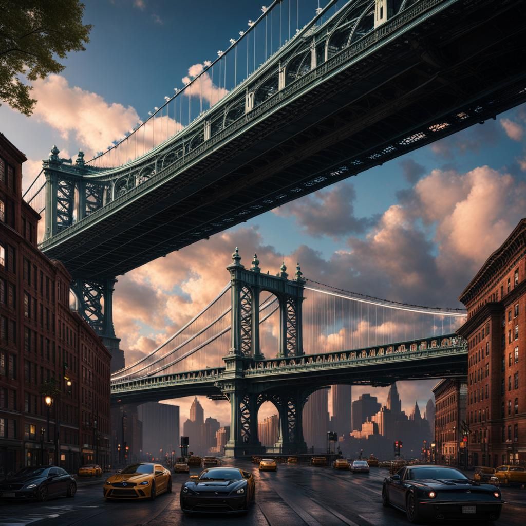 Clouds Over Manhattan Bridge: Detailed Matte Painting