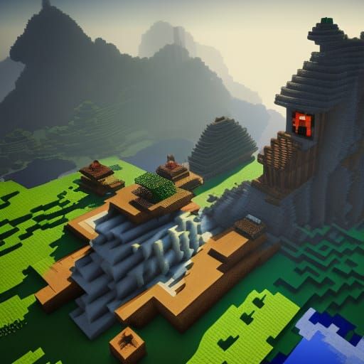 Minecraft Cat in Detailed Matte Painting