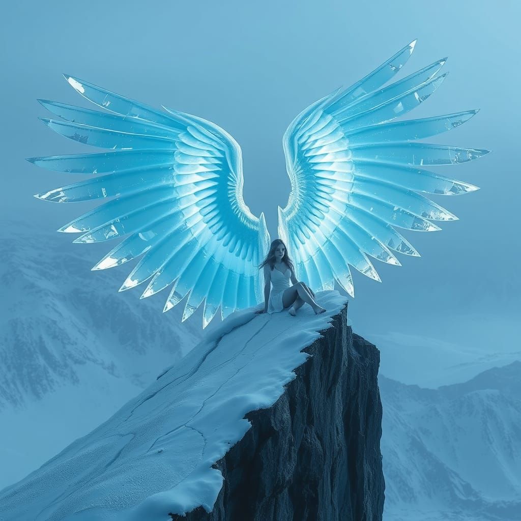 Icy Wings in a Frozen Winter Landscape