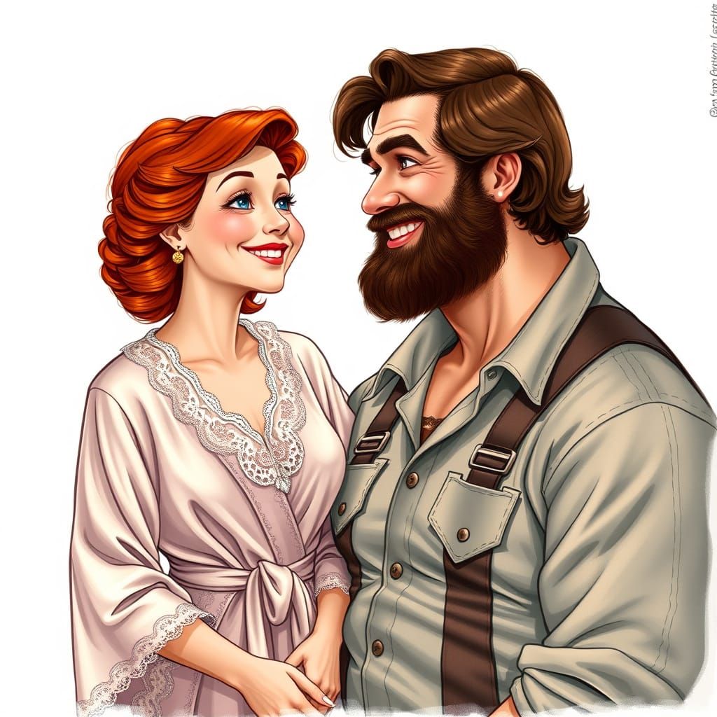 Lois Griffin in Realistic Portrait with Husband