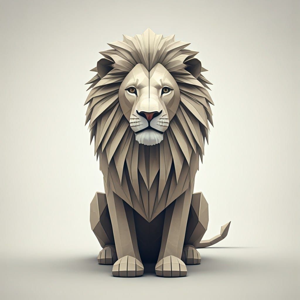 Majestic Origami Lion in Minimalist Style
