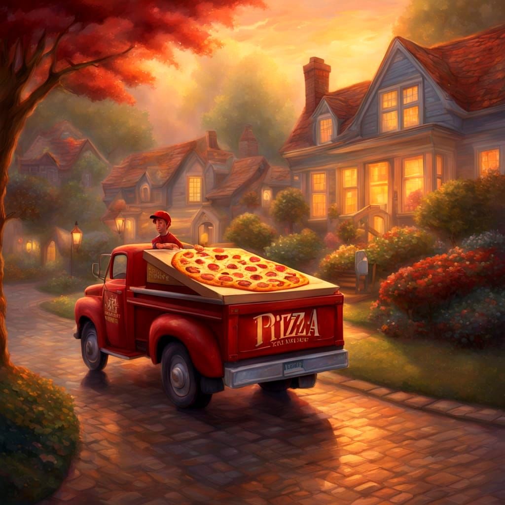 Red-Haired Pizza Boy in Ethereal Fantasy Style