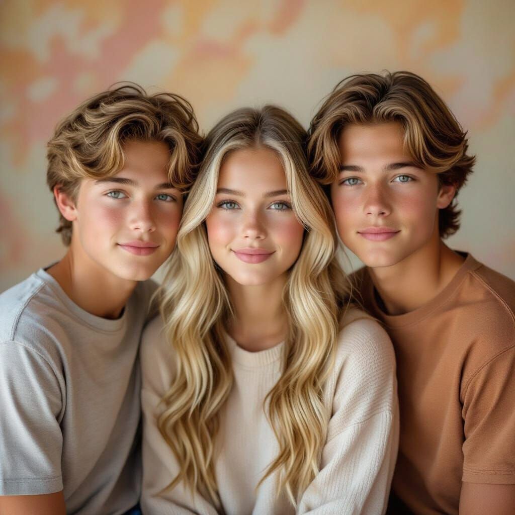 Three Smiling Friends in Soft Natural Light