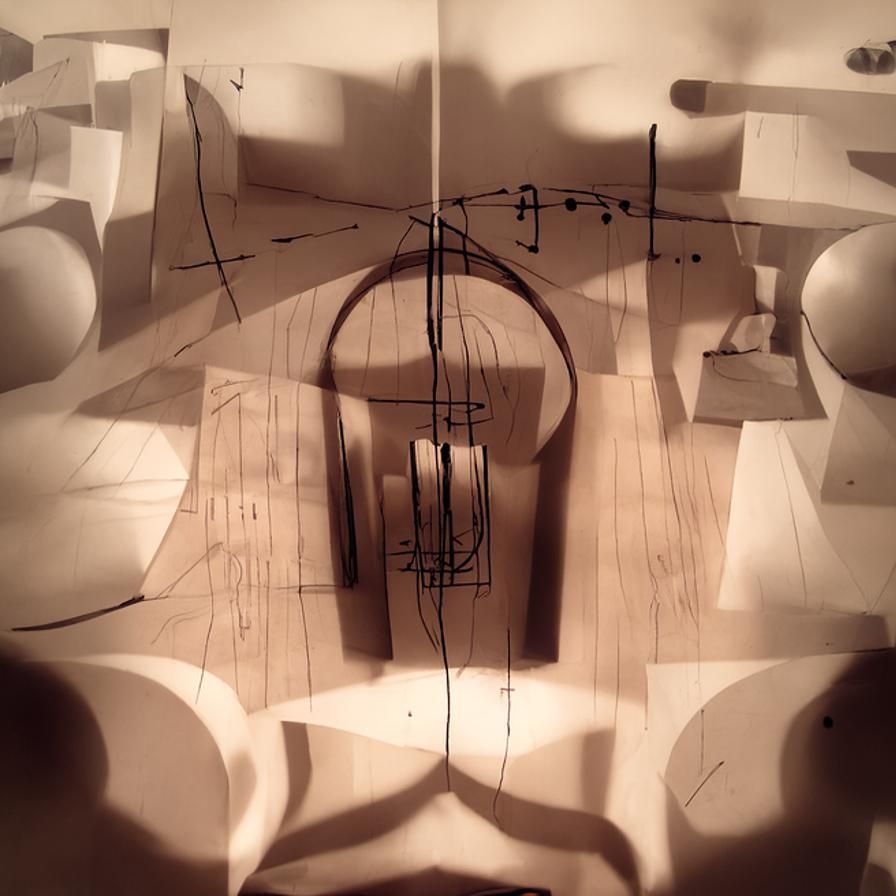 Complex 3D Diagram of Music, Anatomy, and Geometry