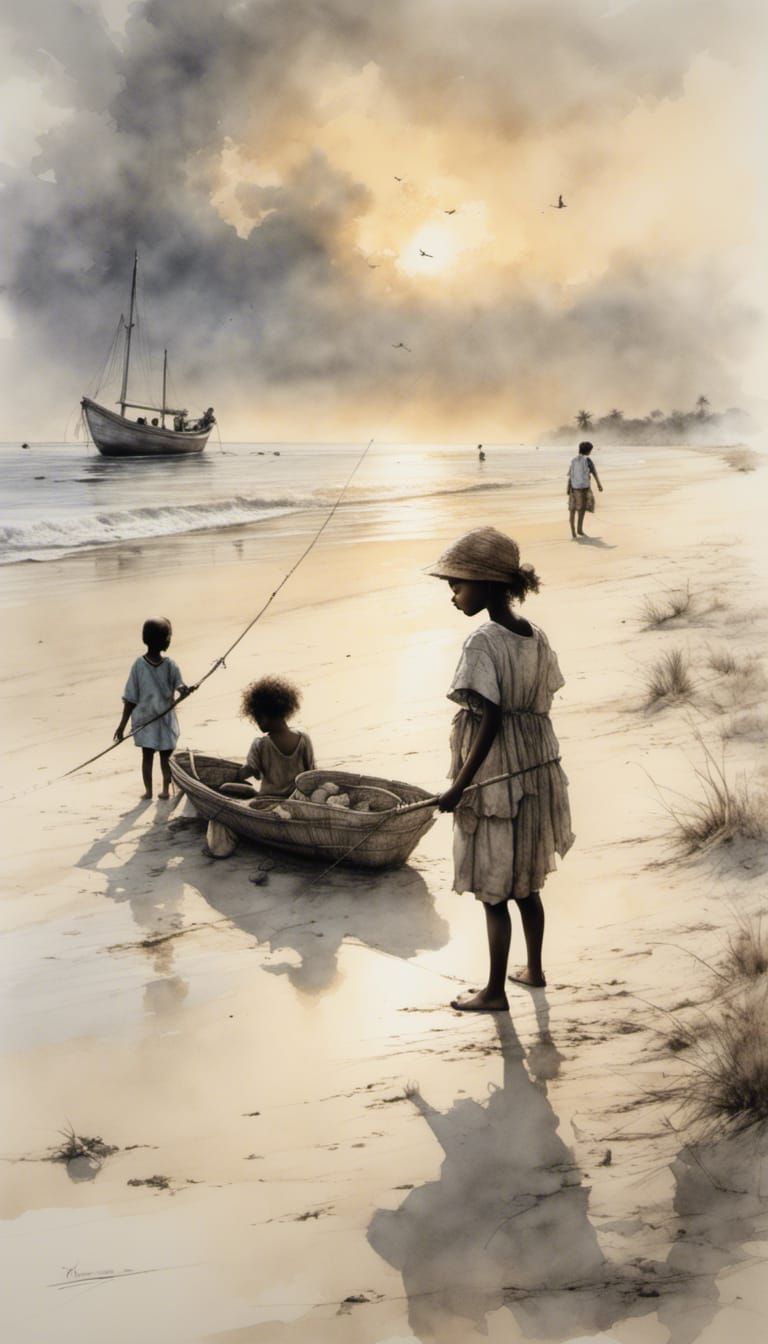 Sunrise on White Sand Beach: Hyperrealistic Photo