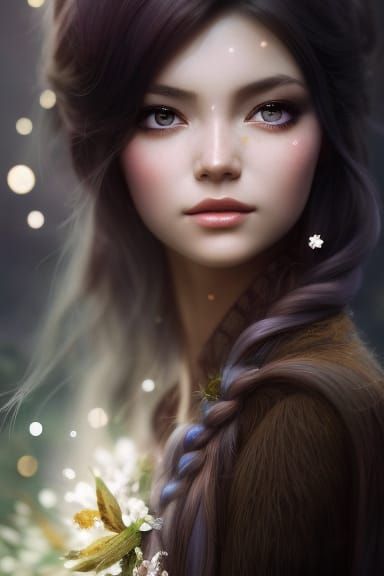 Wood Elf Goddess Amidst Magical Botanicals