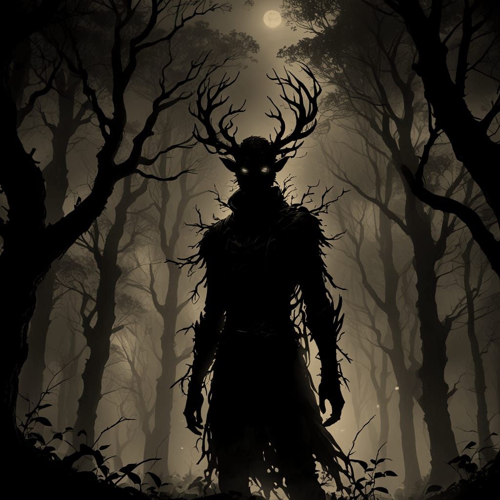 Sinister Shadow Figure with Glowing Eyes