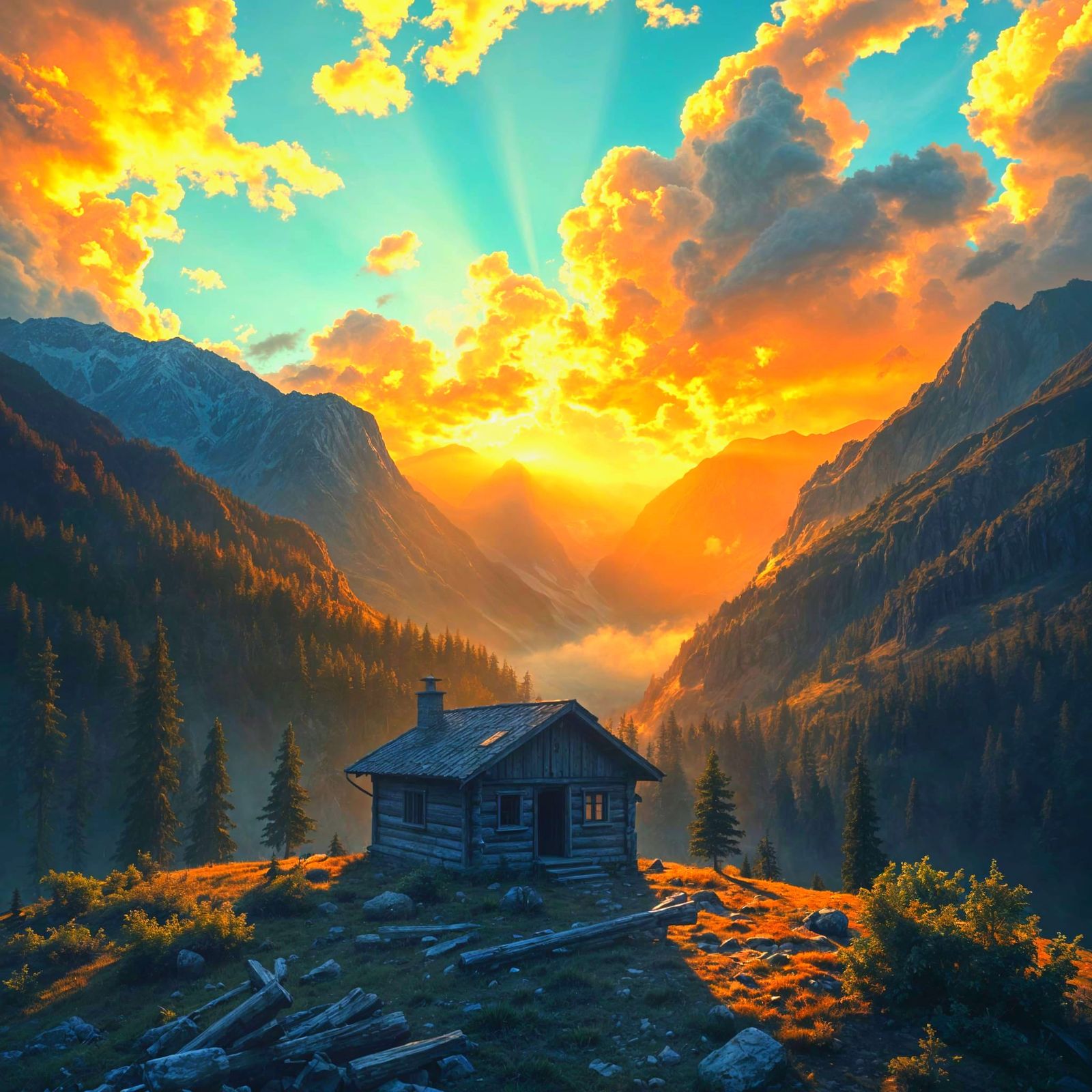 Desolate Landscape with Mountain: Fantasy Concept Art