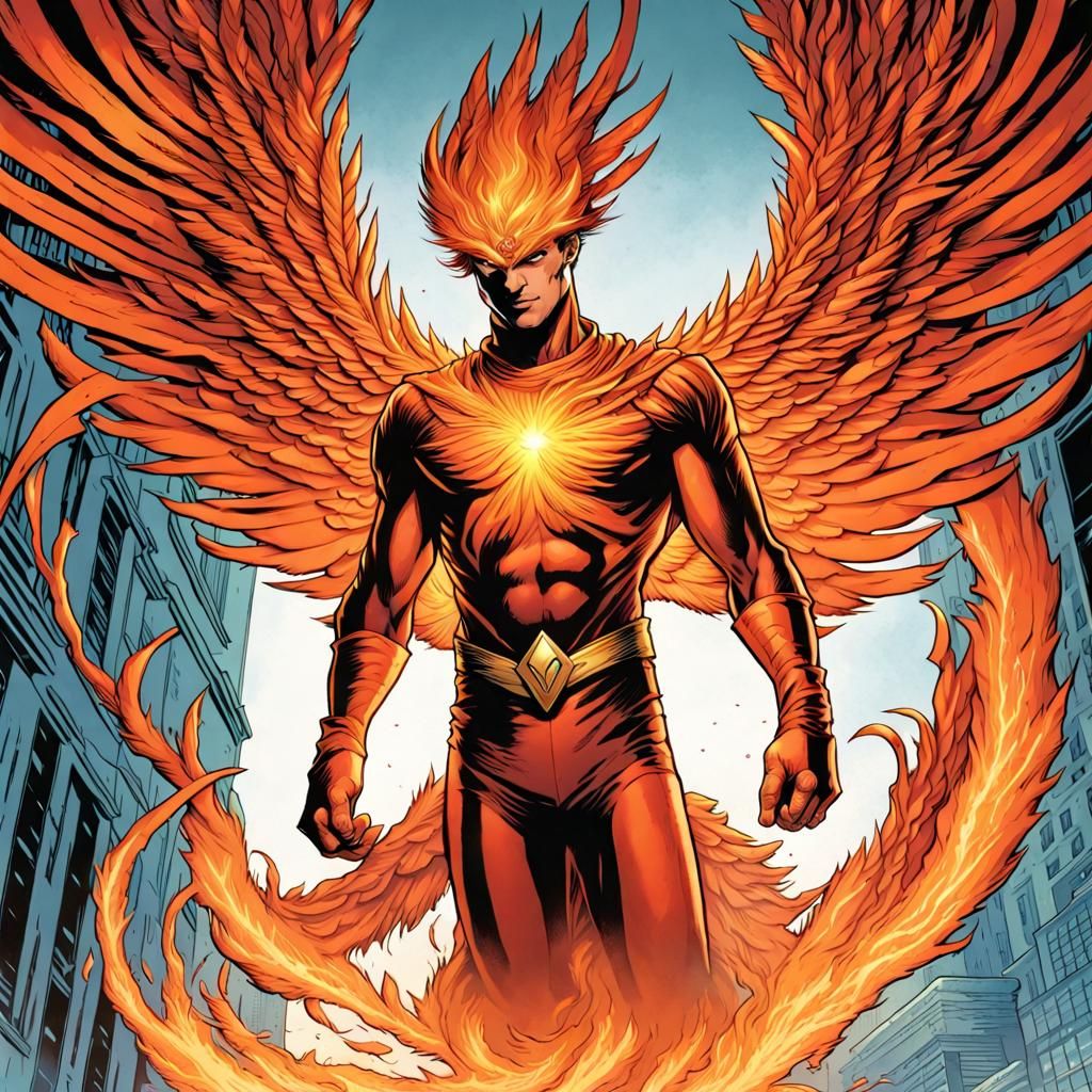 Man in Phoenix Costume, Comic Book Art