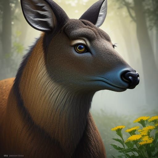 Hyperrealistic Musk Deer in Splash Art Style