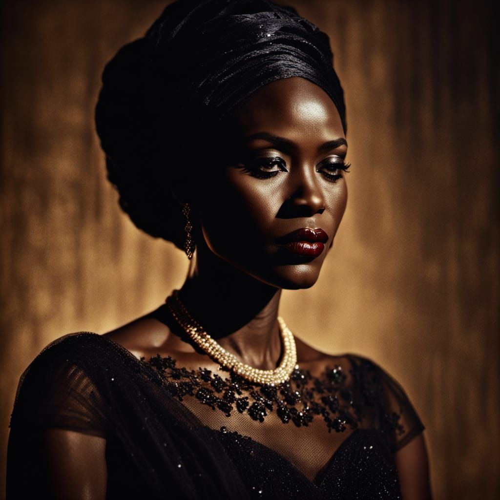 Elegant Woman in Film Noir Style Portrait