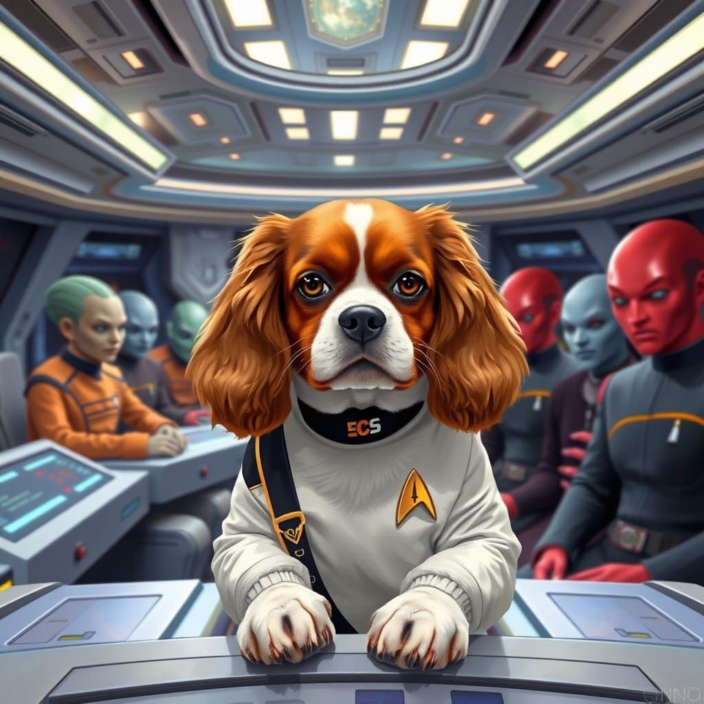 Cavalier King Charles Spaniel Commands Starship Bridge