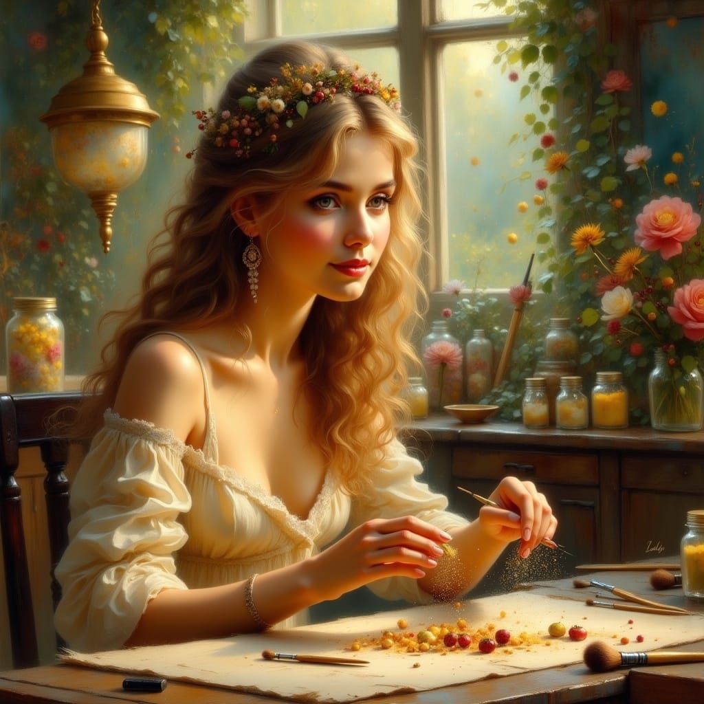 Whimsical Artist Sprinkles Stardust on Canvas