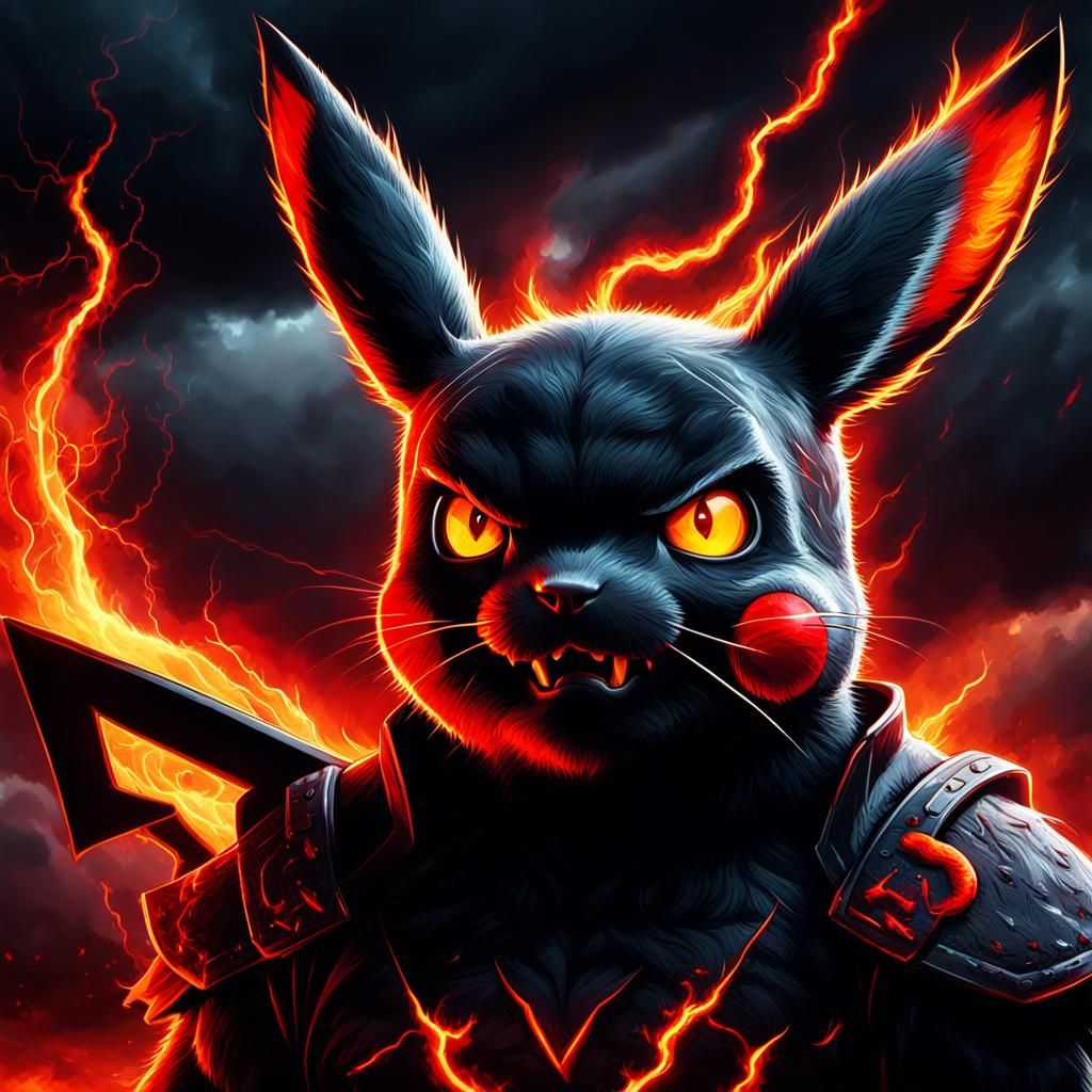 Devil Pikachu Portrait in Dark Fantasy Style
