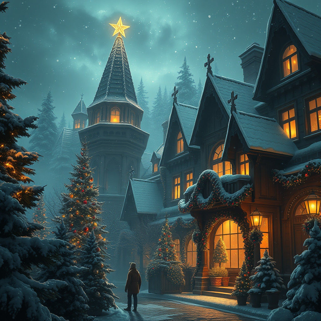 Epic Christmas Scene: Detailed Digital Matte Painting