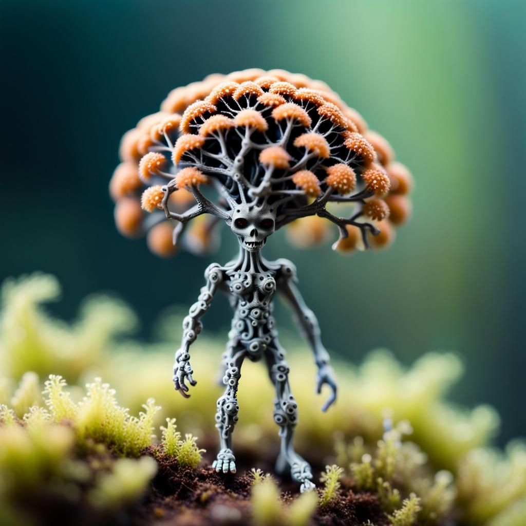 Miniature Fractal Fungal Humanoid Macro Photograph