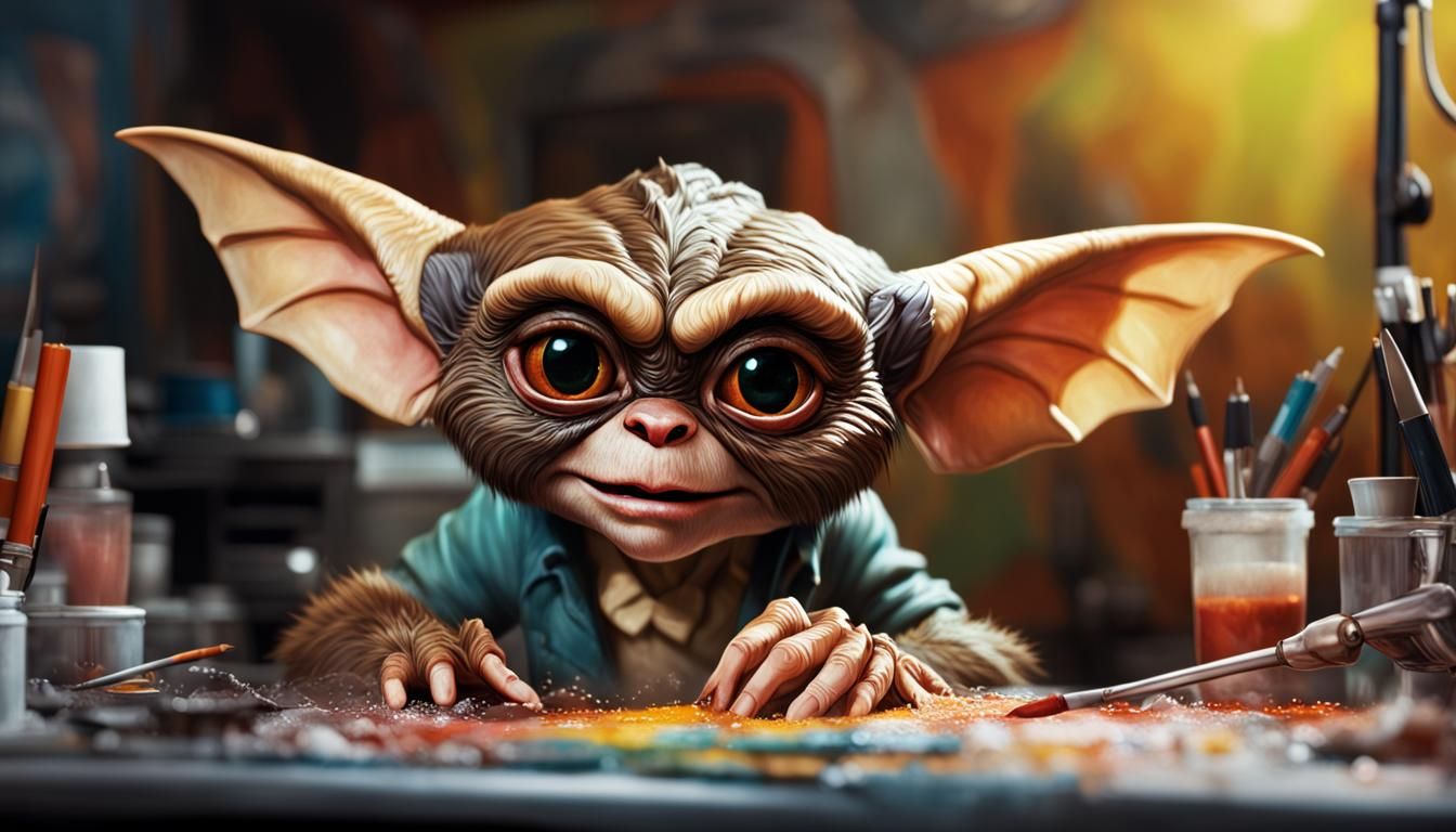 Hyperrealistic Gremlins at Work: Splash Art Concept