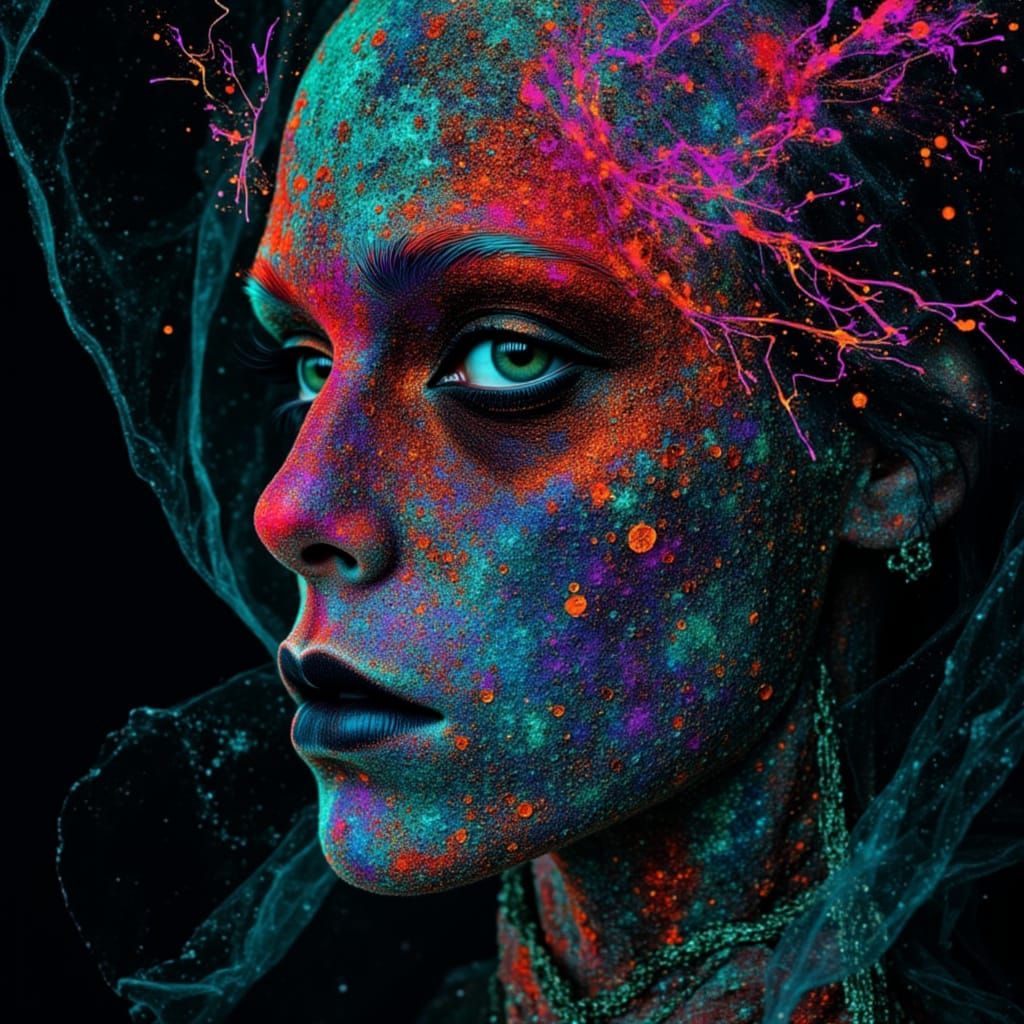 Bioluminescent Marionette Emerges from Digital Vortex