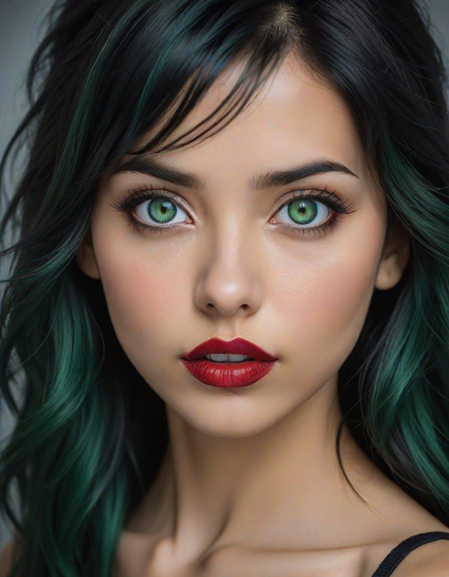 Anime Woman Portrait with Striking Heterochromia Eyes