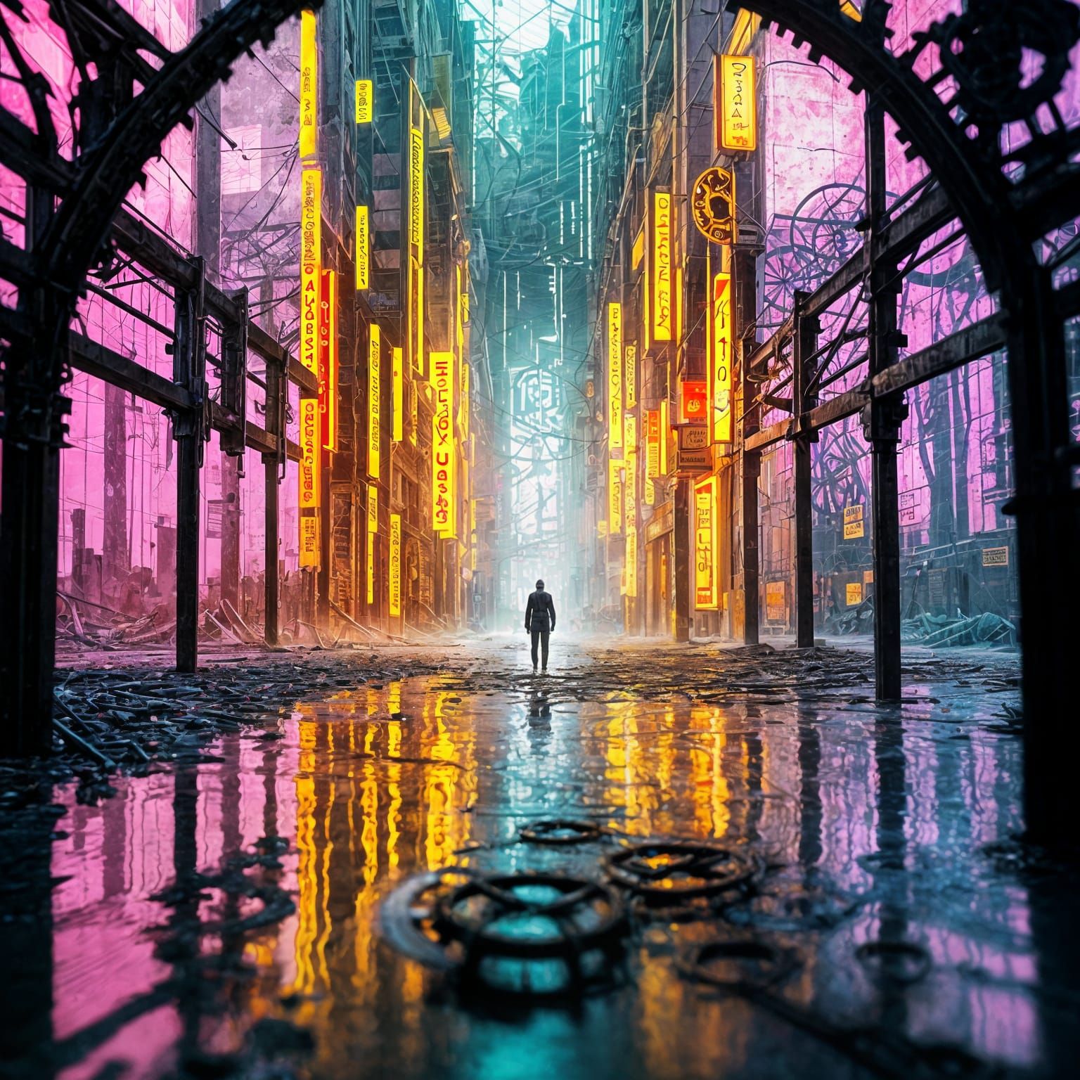 Graffiti Cityscape of Hopelessness