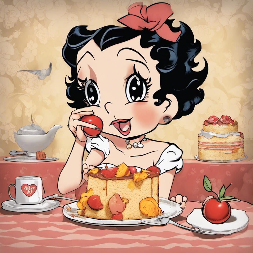 Betty Boop and Peach Sponge Cake