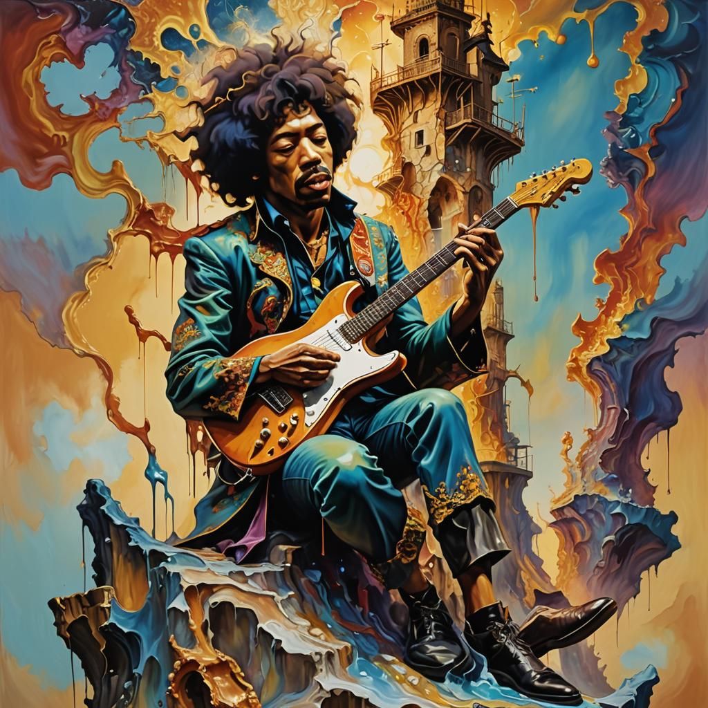 Melting Watchtower: A Surreal Oil Painting