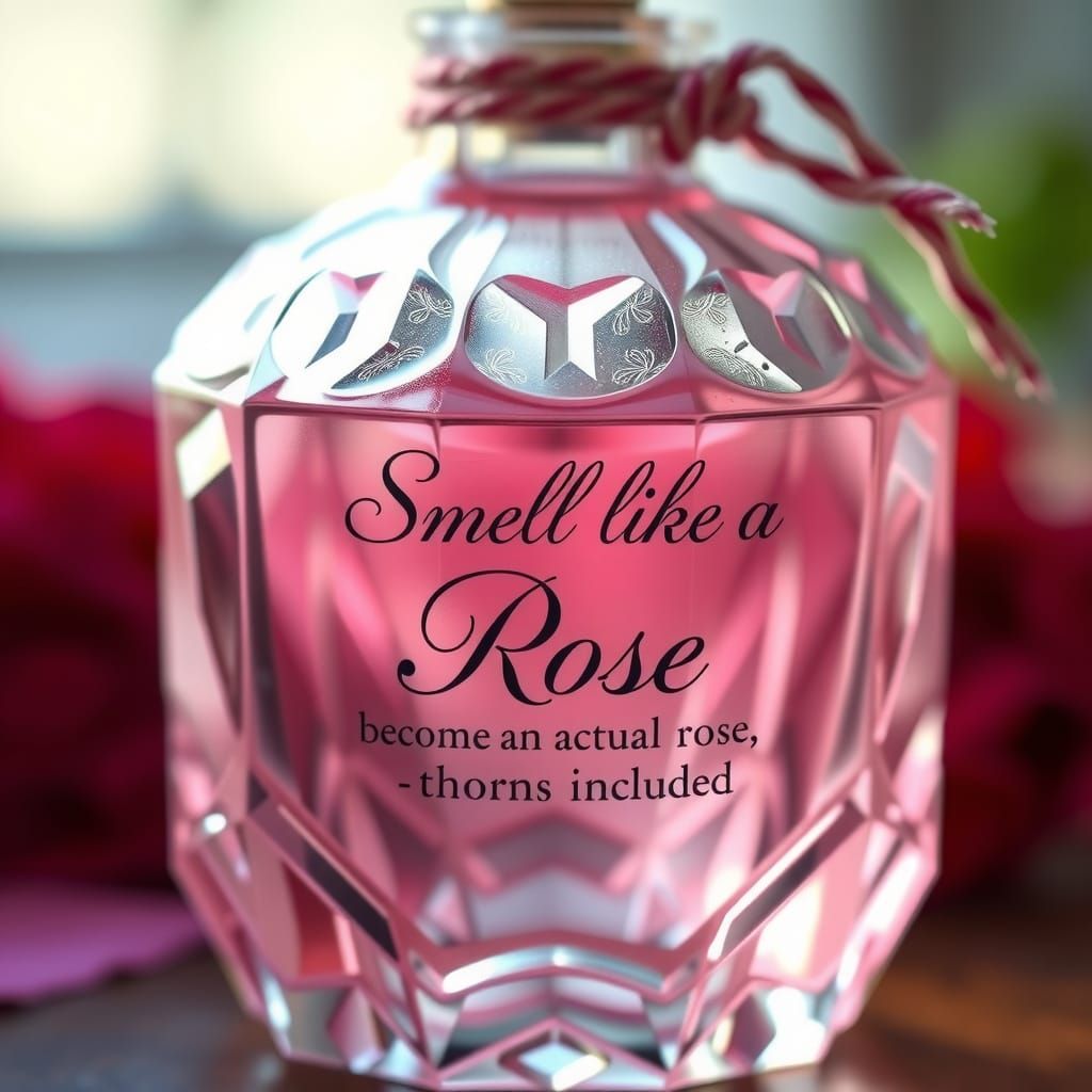 Whimsical Rose Potion Bottle in Dreamy Artistic Style