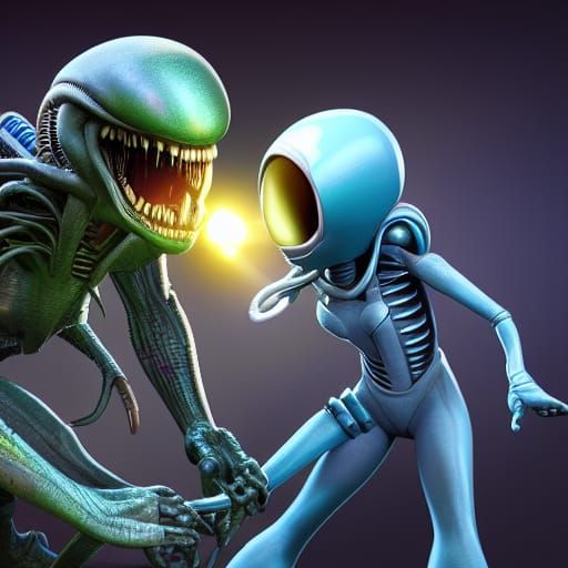 Alien vs Predator: Pixar-Style 3D Render